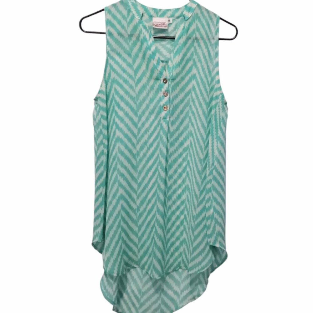 Women's Sleeveless Sheer Geometric Hi-Low Tank Top By Beverly's Size Medium